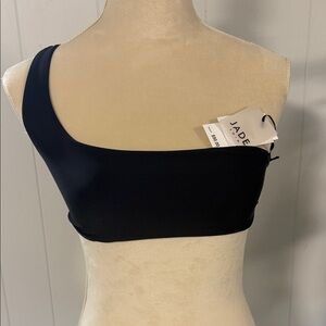Jade Asymmetric One-Shoulder Black Swim Top Small NWT Apex